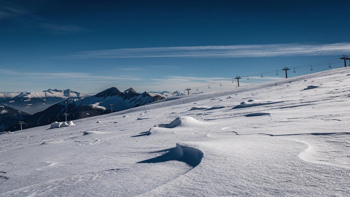 Untracked powder slope above the treeline at Dragobrat